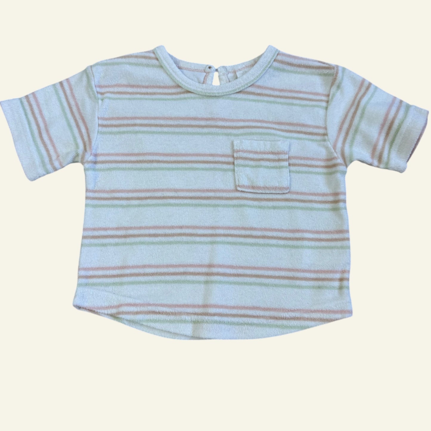 Bebe pastel white stripe Terry t-shirt size 0