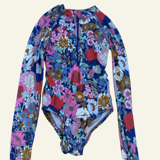 Cotton On Kids blue floral swimsuit size 6