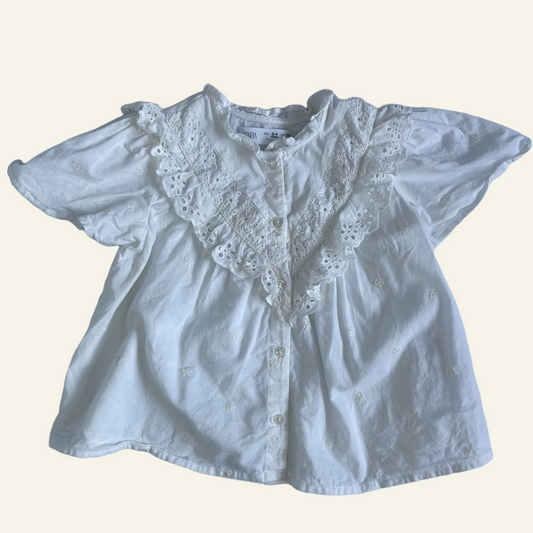 Zara white frill top size 3-4