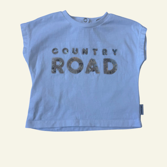 Country Road white sequin logo t-shirt size 00