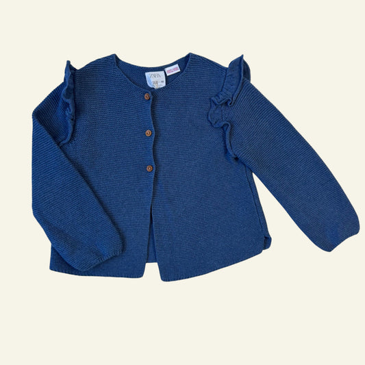 Zara blue frill sleeve cardigan size 18-24 months