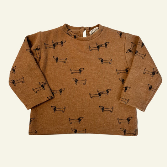 Zara brown sausage dog long sleeve top size 6-9 months