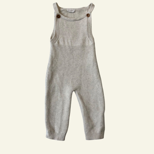 Jamie Kay white knit overalls size 6-12 months