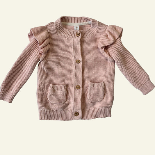 Dymples pink frill sleeve cardigan size 00
