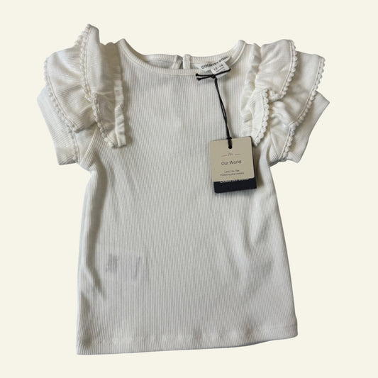 Country Road white frill sleeve top size 12-18 months (new)