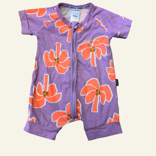 Bonds purple palm tree short sleeve wondersuit size 000