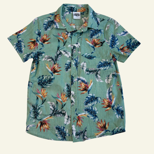 Piping Hot green tropical shirt size 7