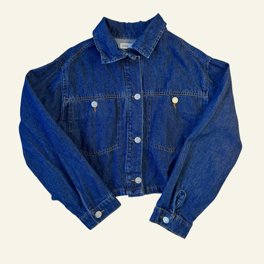Zara cropped denim jacket size 11-12