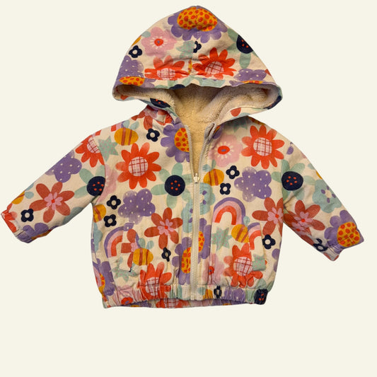 Jack & Milly cream floral sherpa jacket size 1