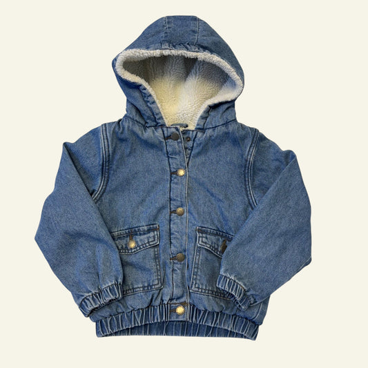 Cotton On Kids denim sherpa jacket size 5-6