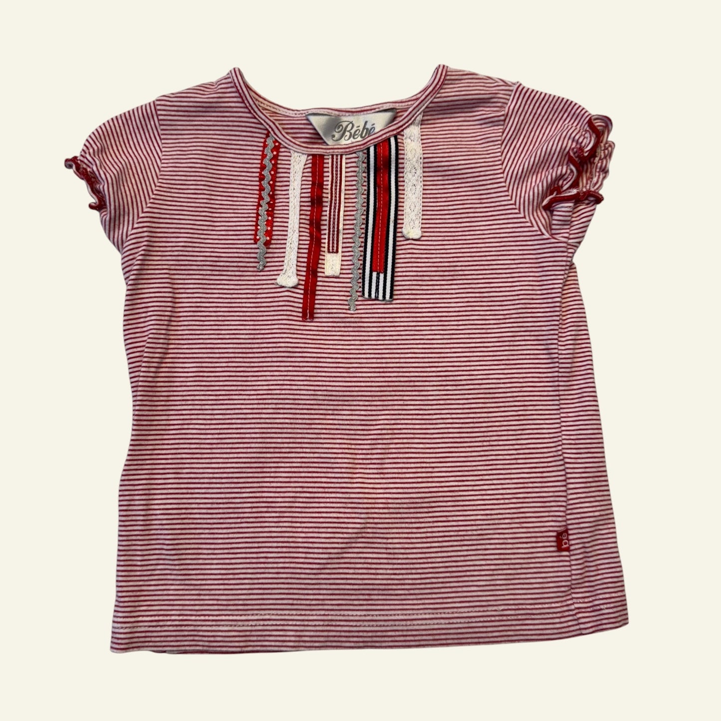 Bebe red stripe top size 1