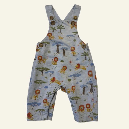 Purebaby blue jungle overalls size 0-3m