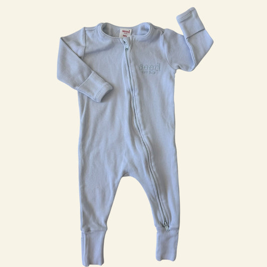 Seed pale blue onesie size 3-6 months