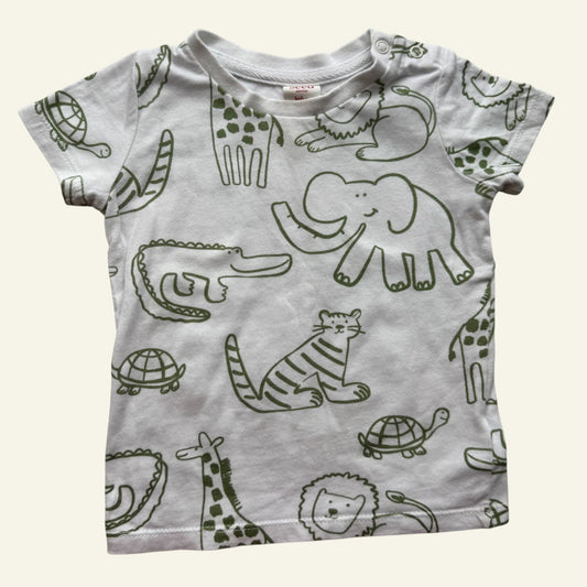 Seed white and green animal tshirt size 3-6 months
