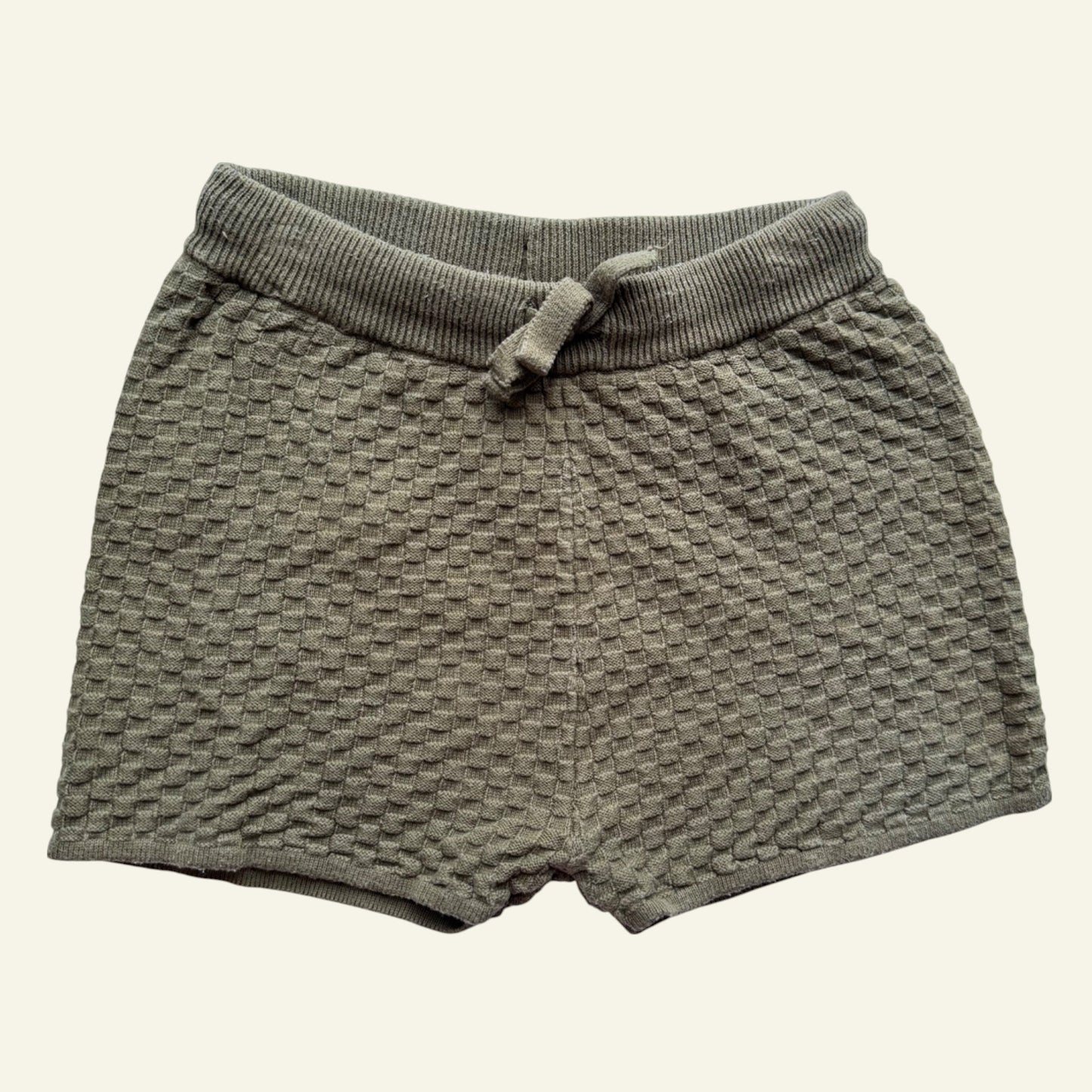 Seed green knit shorts size 6-12 months