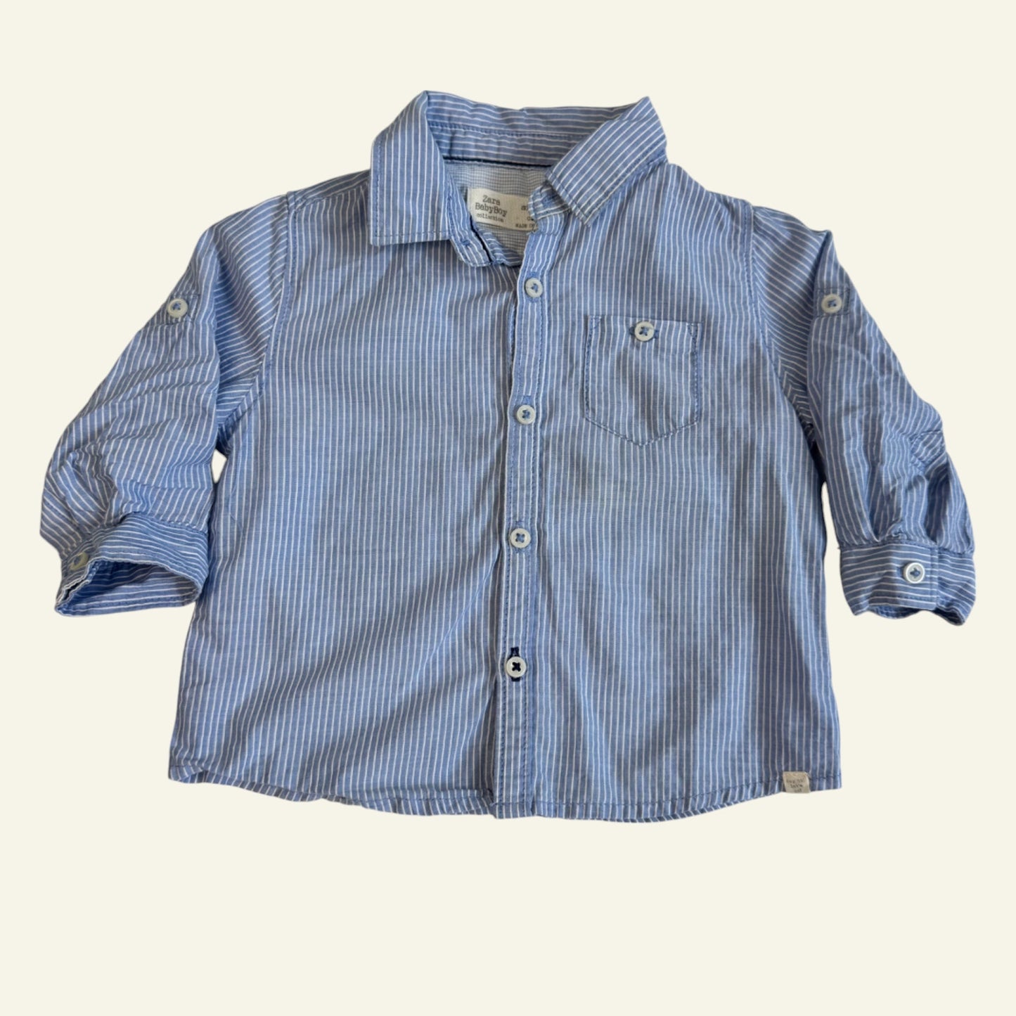 Zara baby blue stripe linen shirt size 00