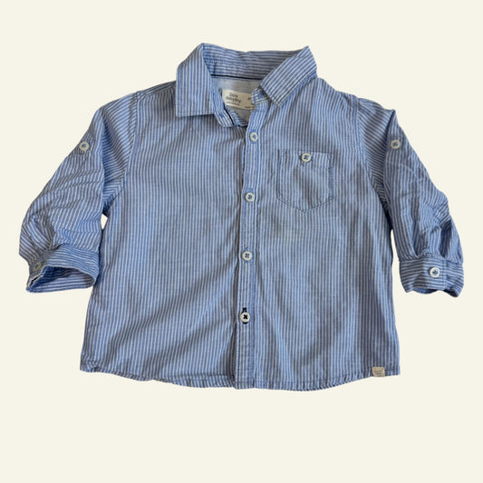 Zara baby blue stripe linen shirt size 00