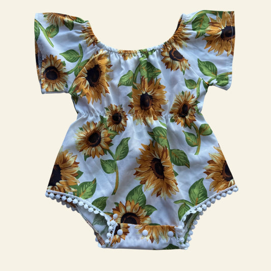 Shein white sunflower romper size 0