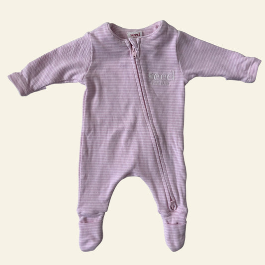 Seed pink and white striped onesie size 00000