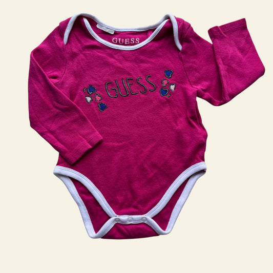 Guess pink long sleeve bodysuit size 3-6 months