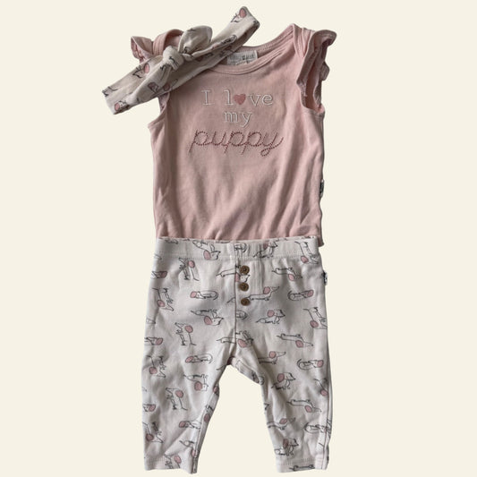 Rabbit & Bear pink 3 piece set size 00