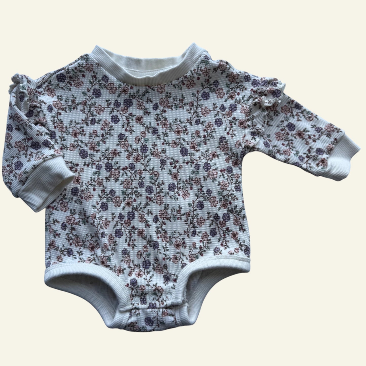 Target cream floral waffle bodysuit size 000