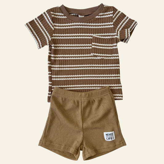 Shein brown stripe set size 6-9 months