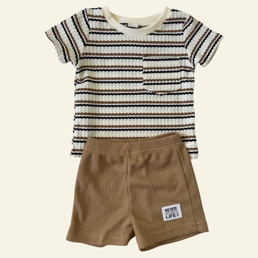 Shein beige stripe set size 6-9 months