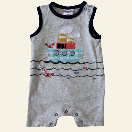 Sprout grey boat applique size 000