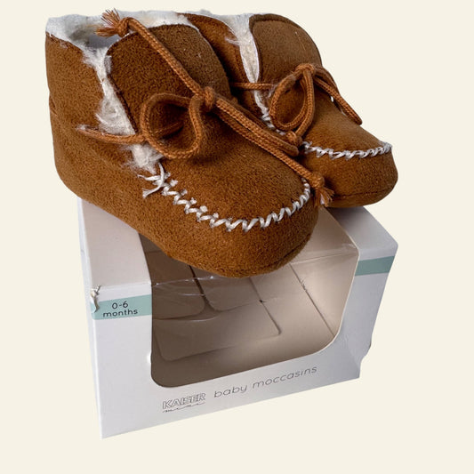 Kaiser brown baby moccasins size 0-6 m