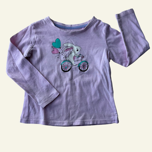 Happy pink bunny long sleeve top size 2 (Perfectly Imperfect)