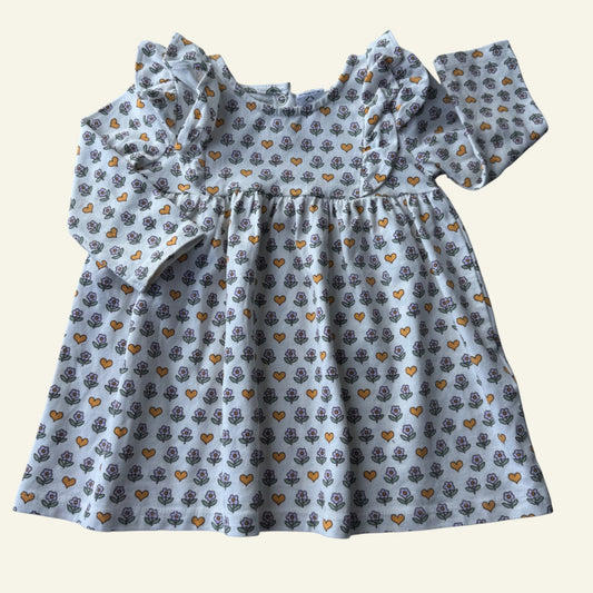 Cotton On white flowers and hearts dress size 0 (Perfectly Imperfect)