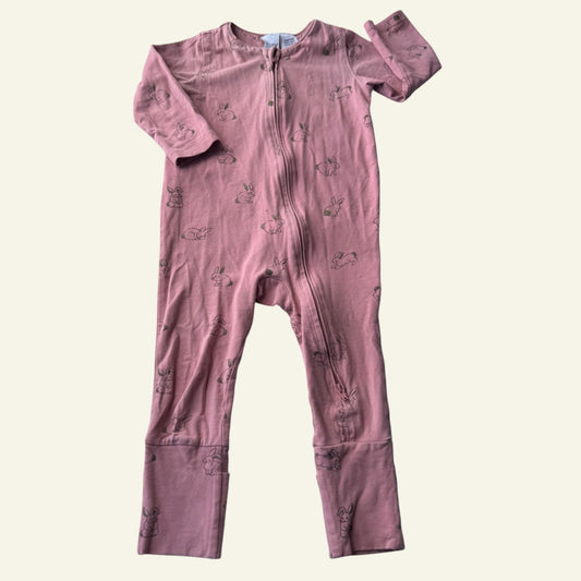 Cotton On pink bunny onesie size 1 (Perfectly Imperfect)