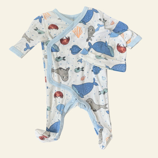 Dymples sea creatures onesie and hat set size 0000