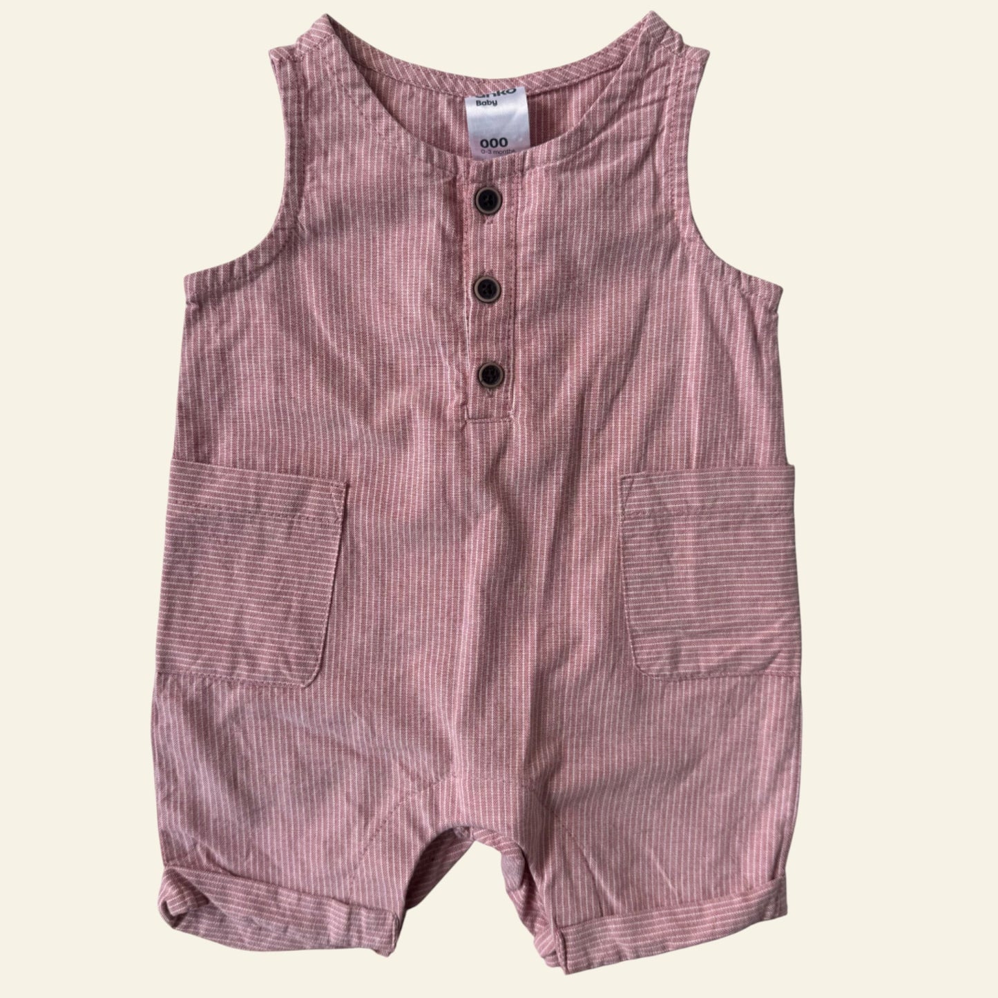 Anko washed red stripe romper size 000