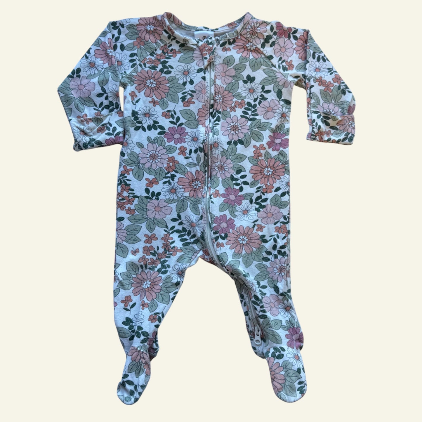 Target green and pink floral onesie size 000