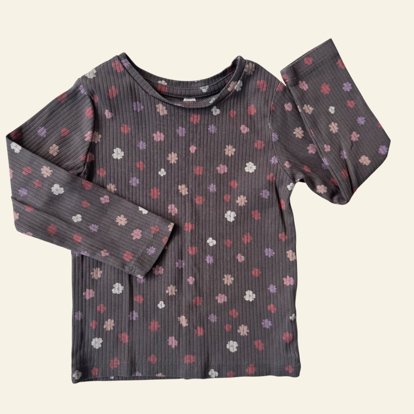 KID grey floral long sleeve top size 2