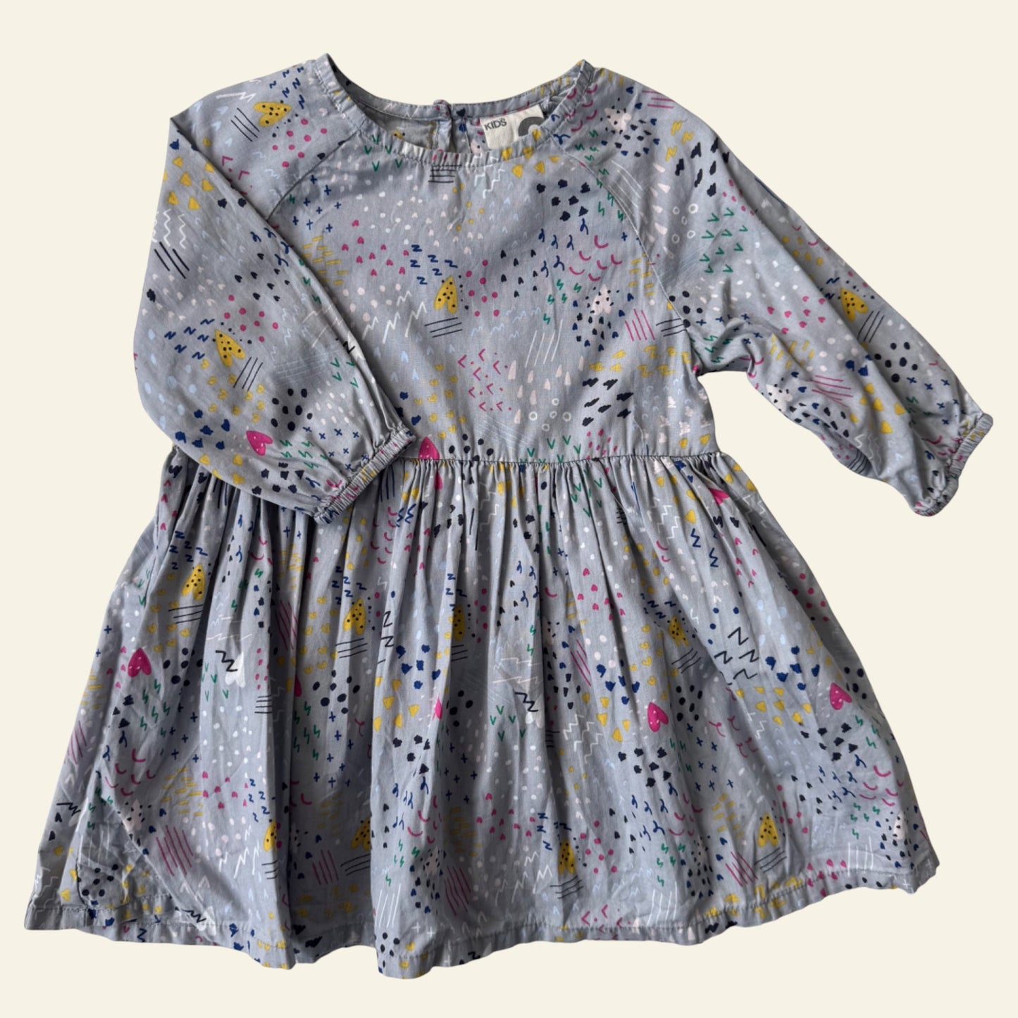 Cotton On blue patterned long sleeve dress size 2