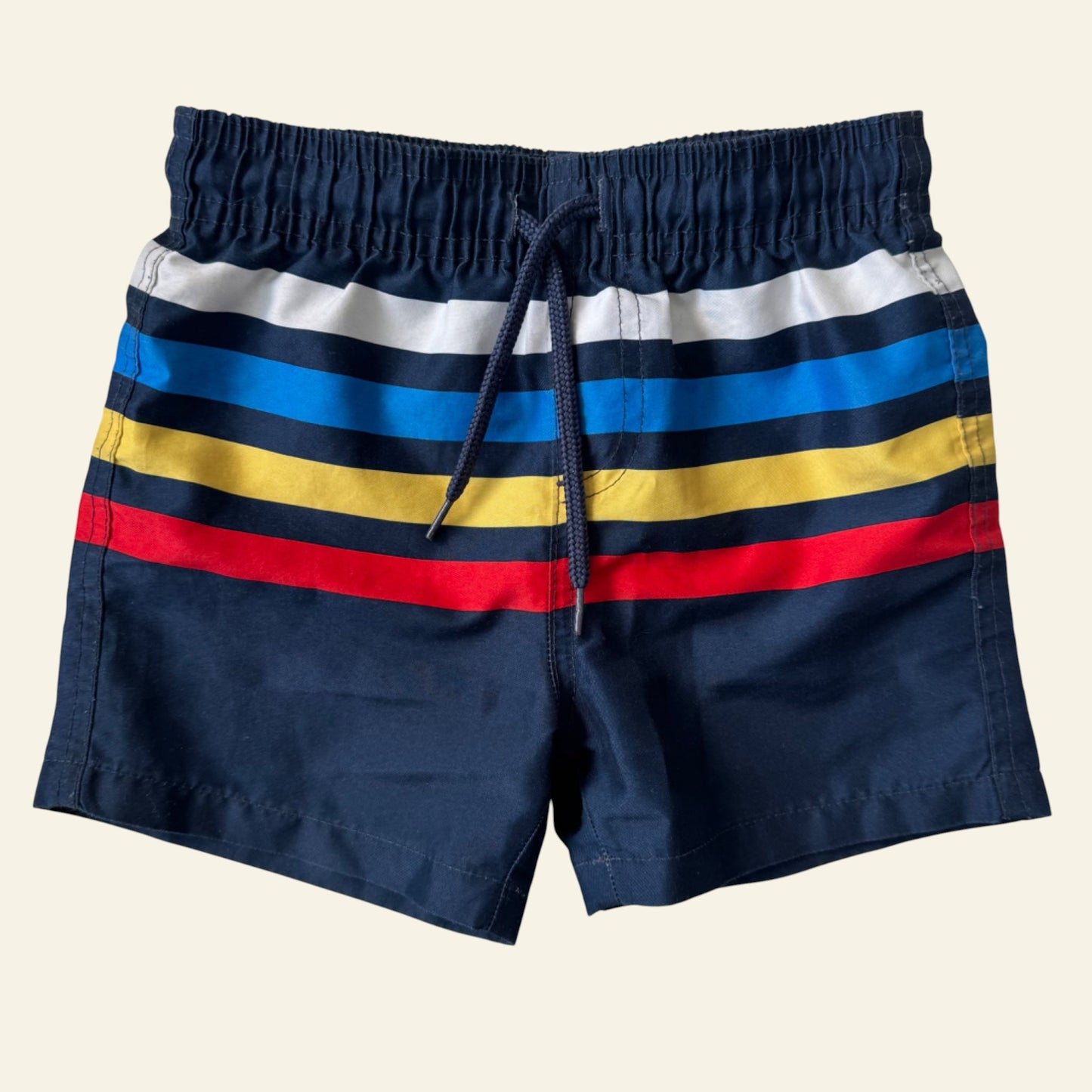 Anko navy and coloured stripe boardshorts size 3