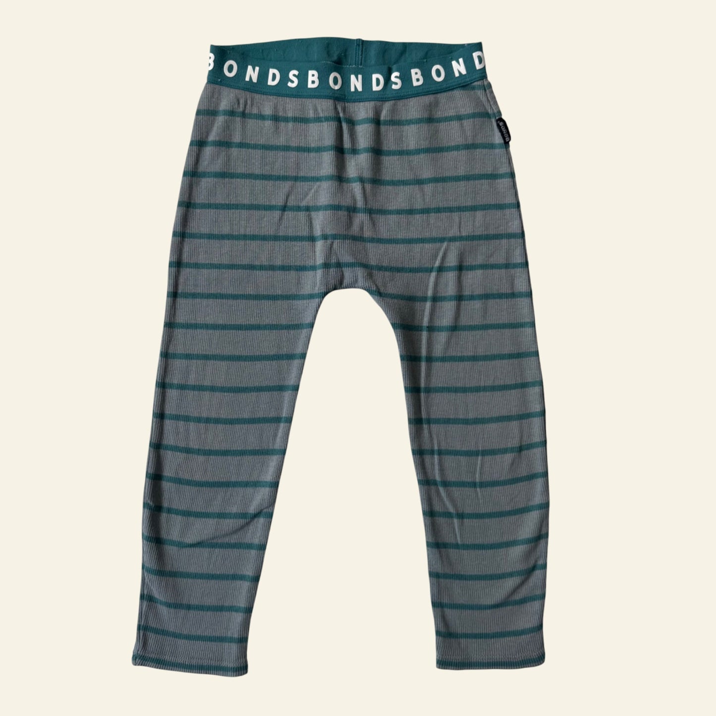 Bonds green stripe leggings size 3