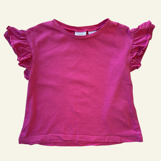 Zara pink frill sleeve top size 2