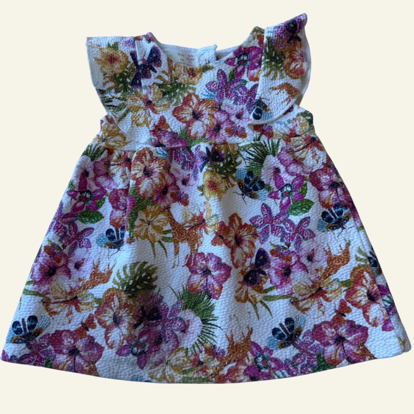 Zara rainbow floral dress sizd 6-9 months