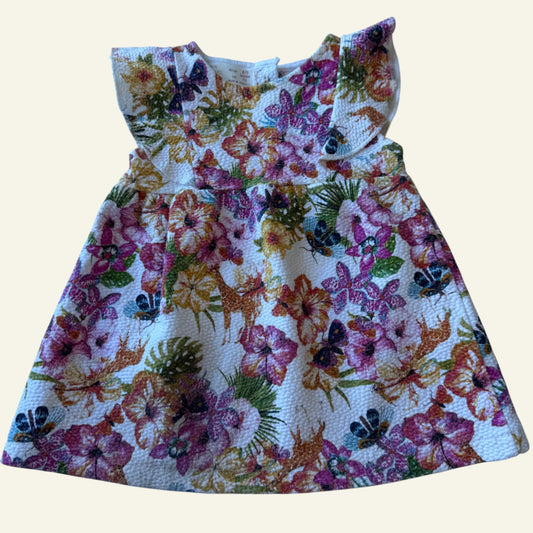 Zara rainbow floral dress sizd 6-9 months