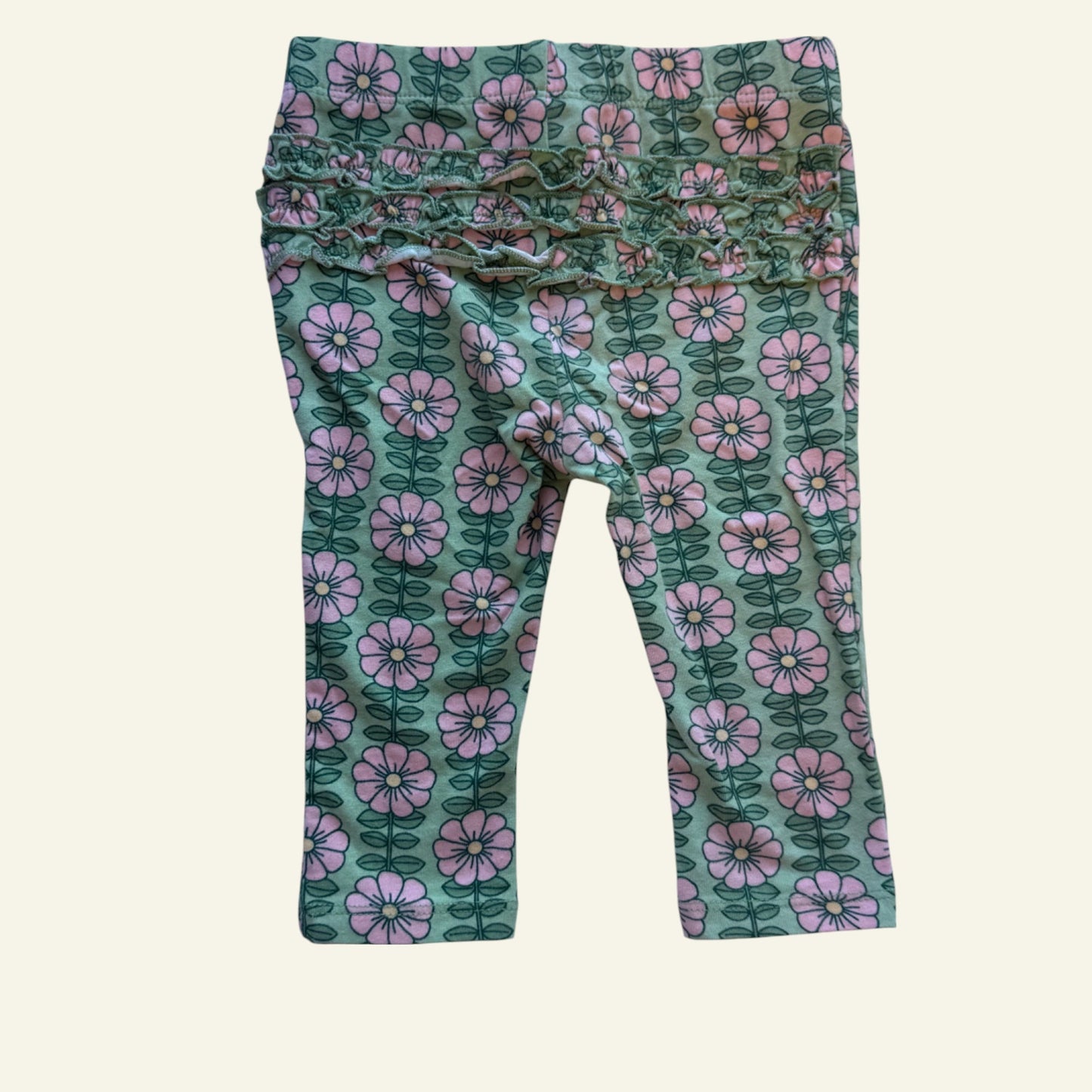 Cotton On green floral leggings size 0