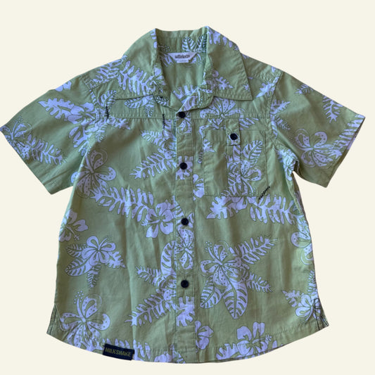 Milkshake green hawaiian button up shirt size 4