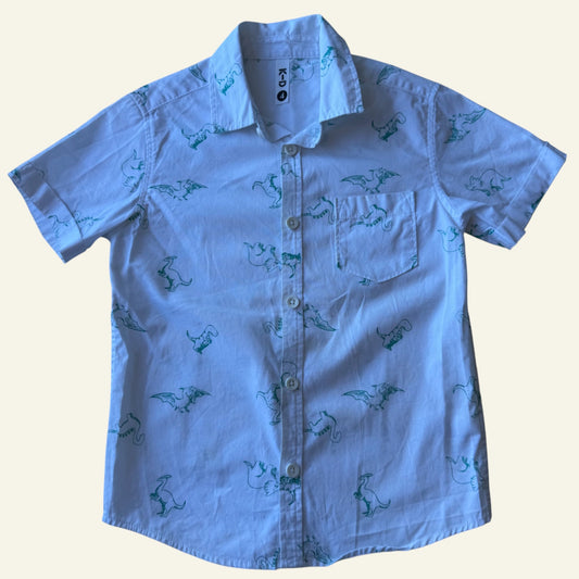 KID white dino button up shirt size 4