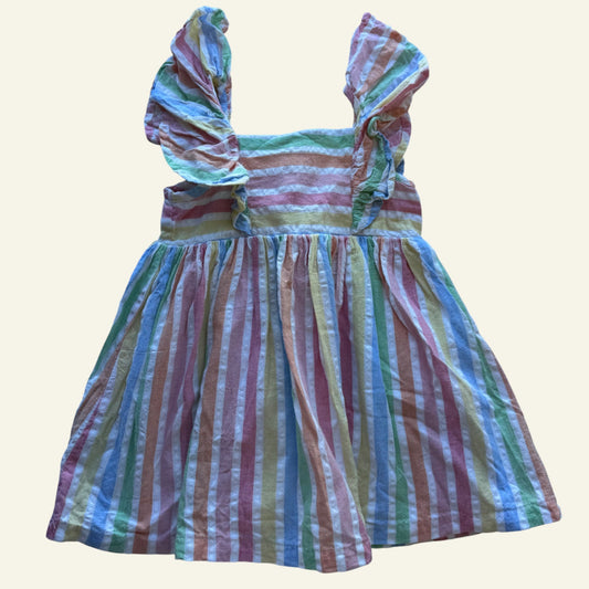 Fred and Flo rainbow stripe dress size 6-9 months