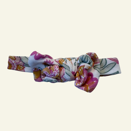 Baby Berry floral bow headband size 0000