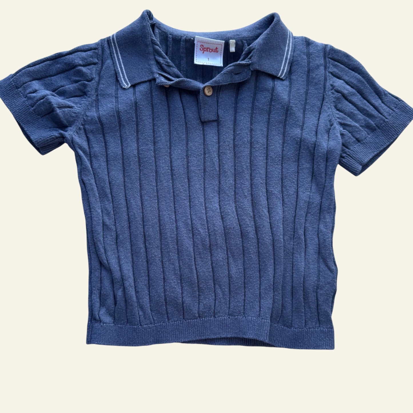 Sprout blue ribbed polo top size 1