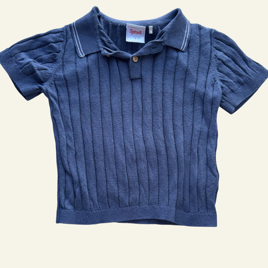 Sprout blue ribbed polo top size 1